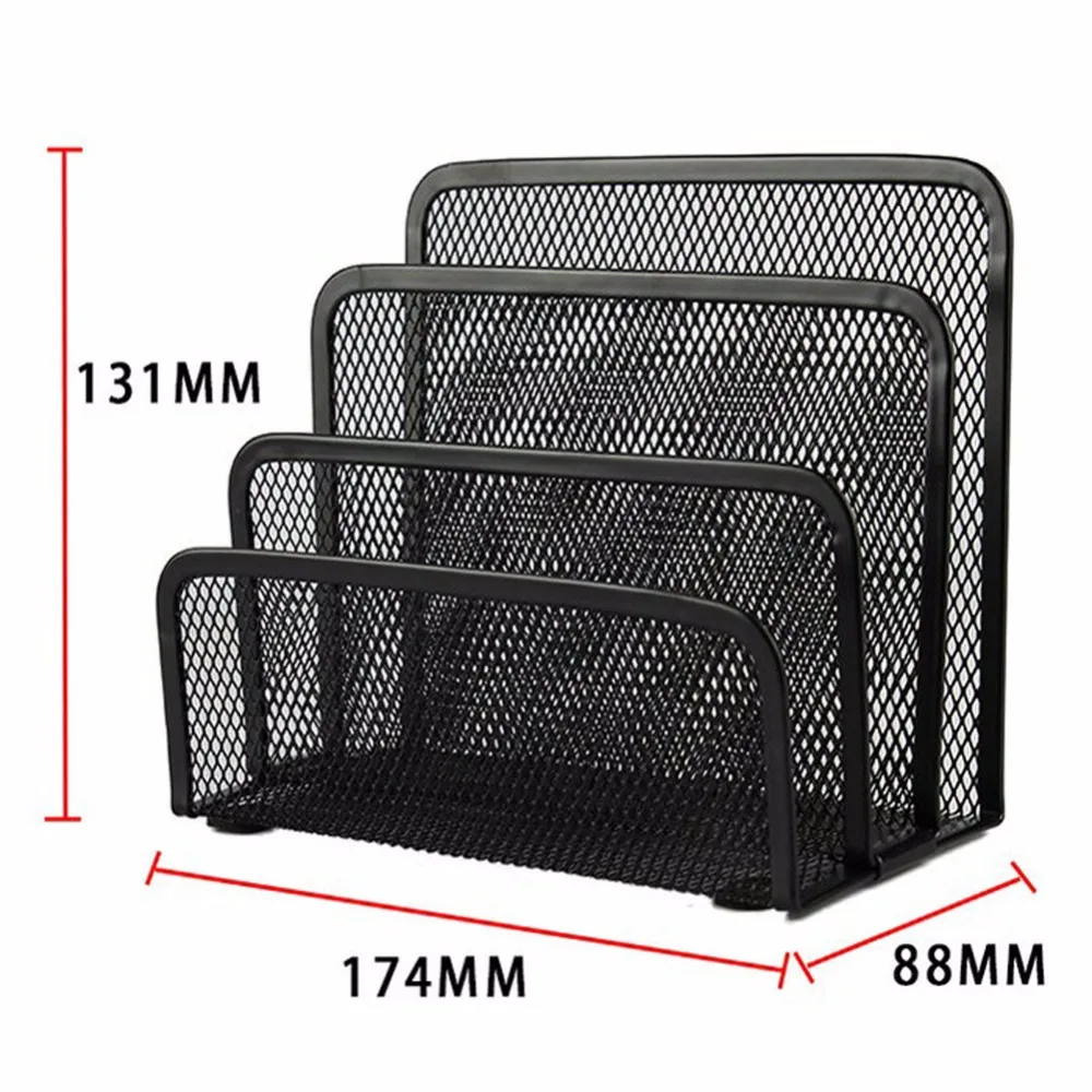 Черная трехслойная Подставка для книг с железной сеткой школьные принадлежности