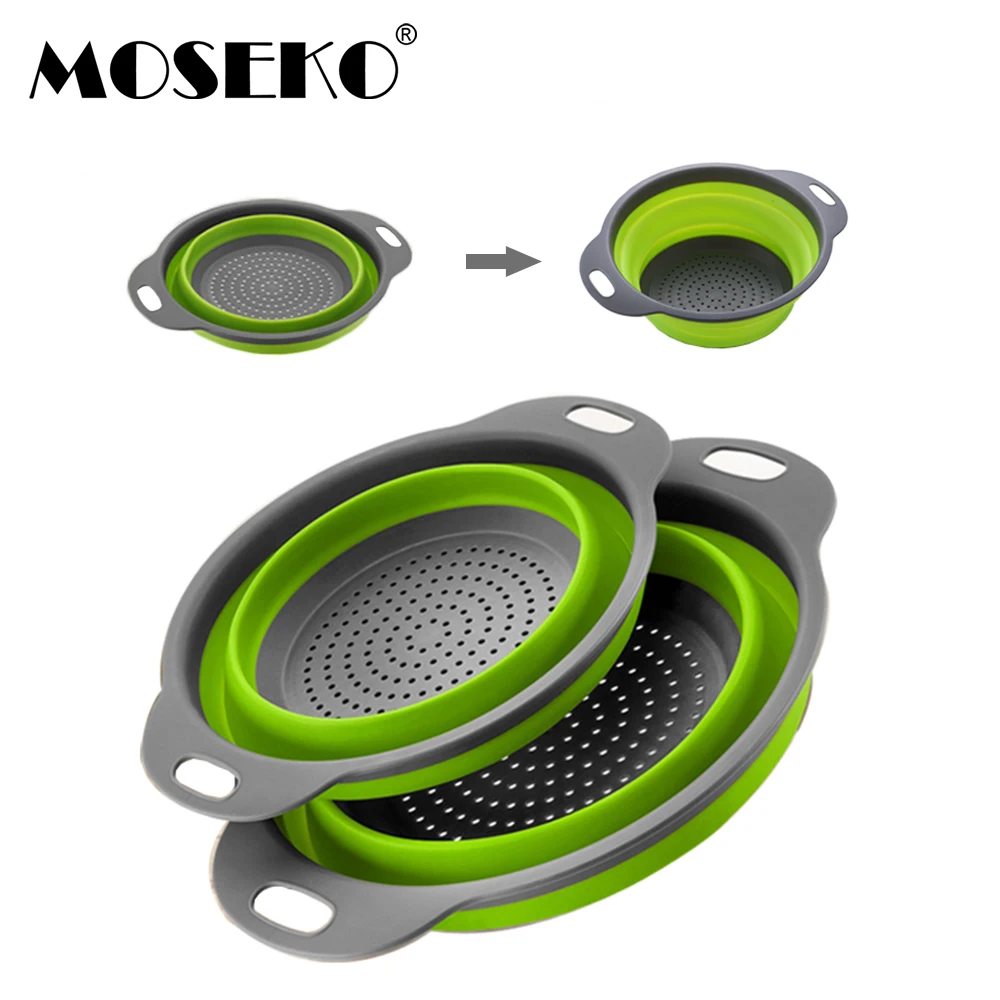 MOSEKO 2 шт./компл. складной силиконовый дуршлаг складная корзина для мытья фруктов и