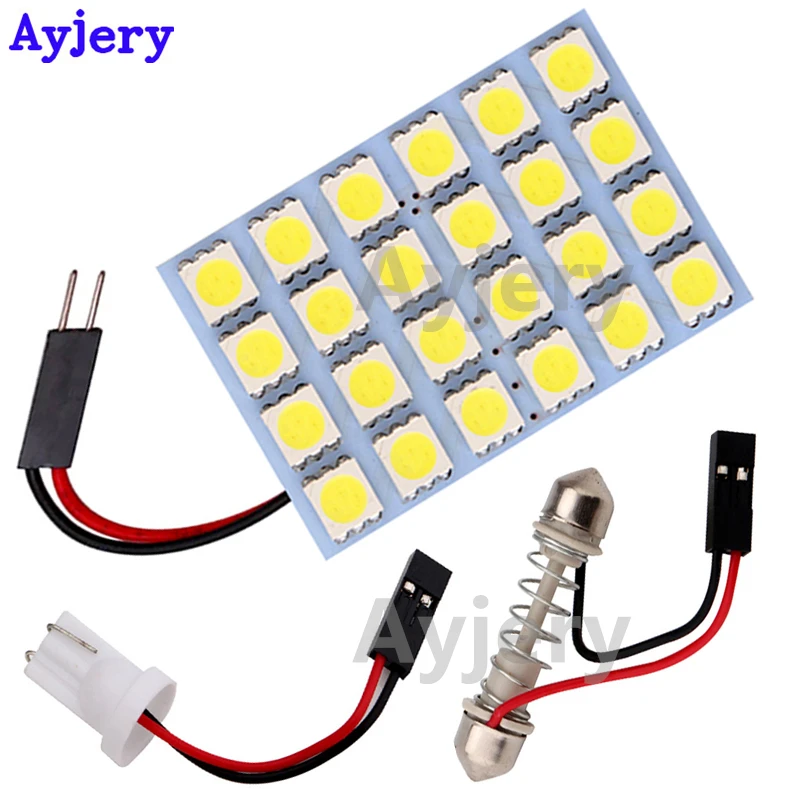 AYJERY 100X панель света T10 5050 24 SMD 3-Chips LED свет гирлянда купольная лампа + Festoon / BA9S