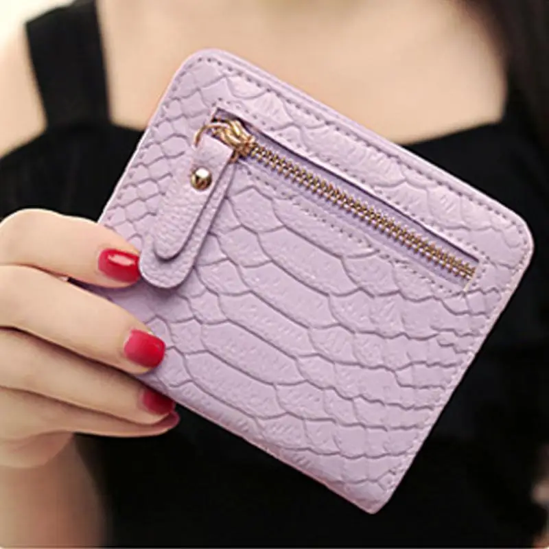 light purple Новинка, Модный женский короткий кошелек, сексуальный Змеиный узор, из искусственной кожи, клатч, змеиный, маленький, простой, на застежке, кошелек для монет - Цвет: light purple