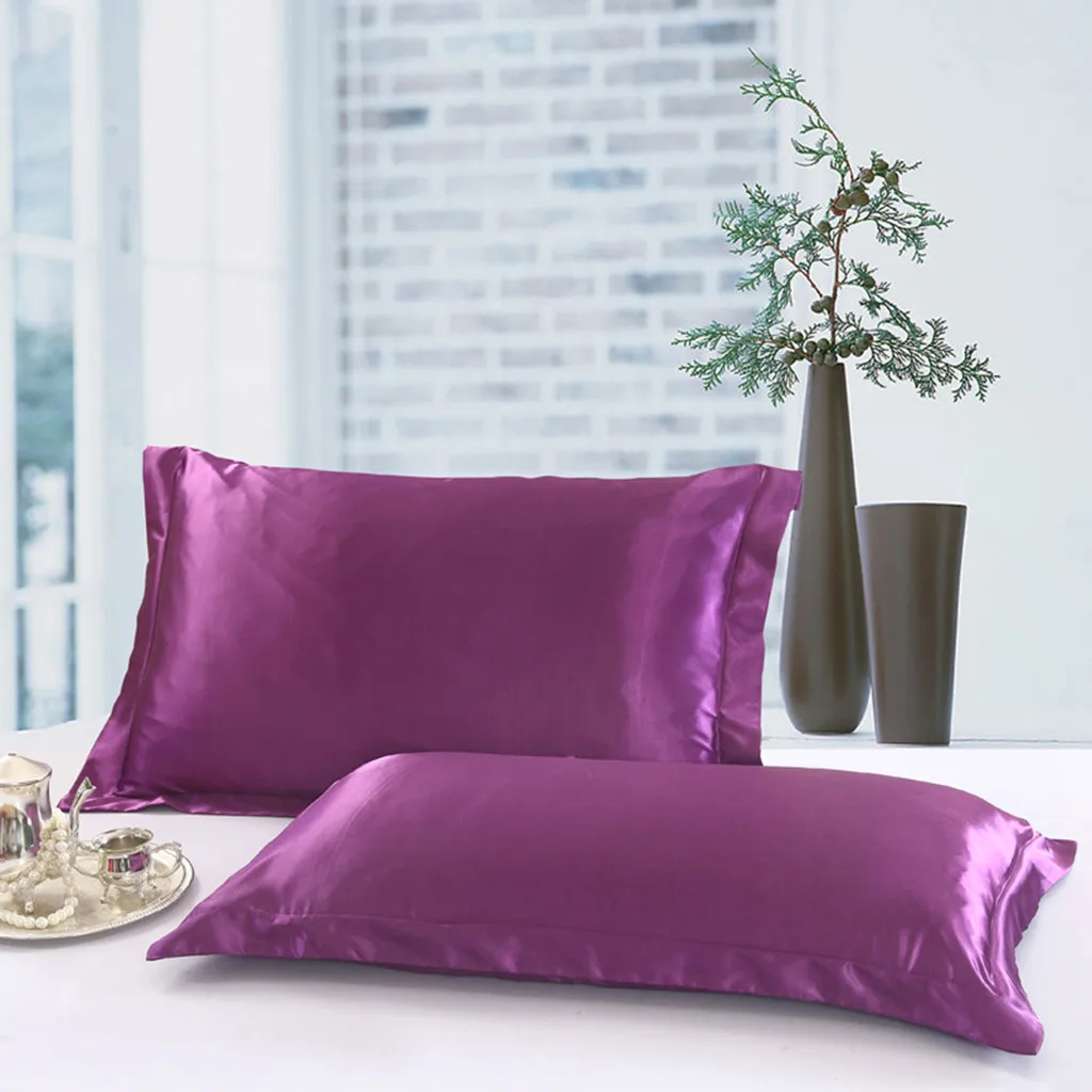 Solid cushion cover Throw PillowCase Queen Standard Satin Bedding Decor Pillowcases Silk Home Gift living room F301228 | Дом и сад