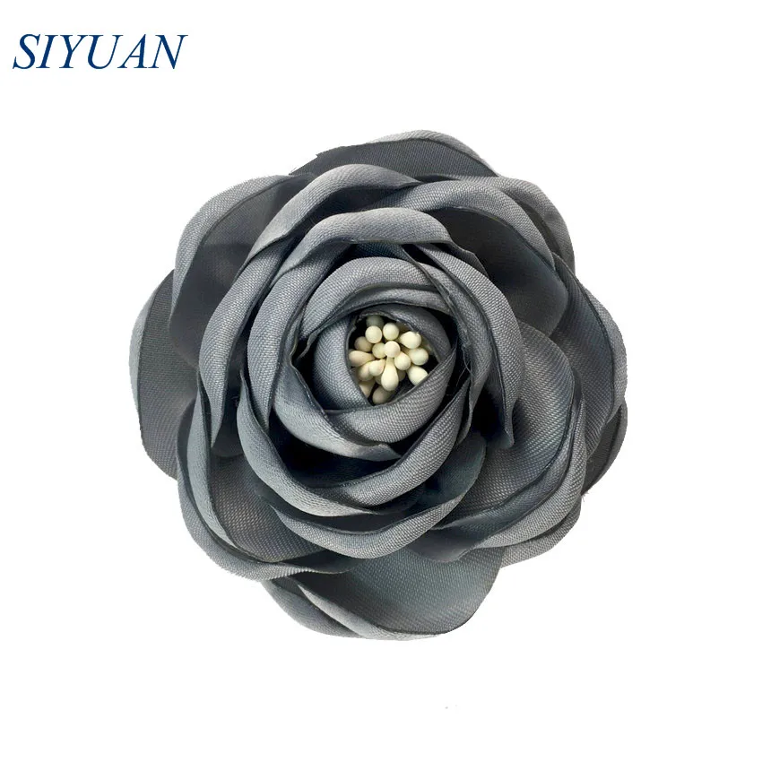 5-gray 5 шт./лот 2,4 ''классический сгоревший атласный цветок Camelia с зажимом для волос 20 цветов аксессуары для волос для девочек TH284 - Цвет: 5-gray