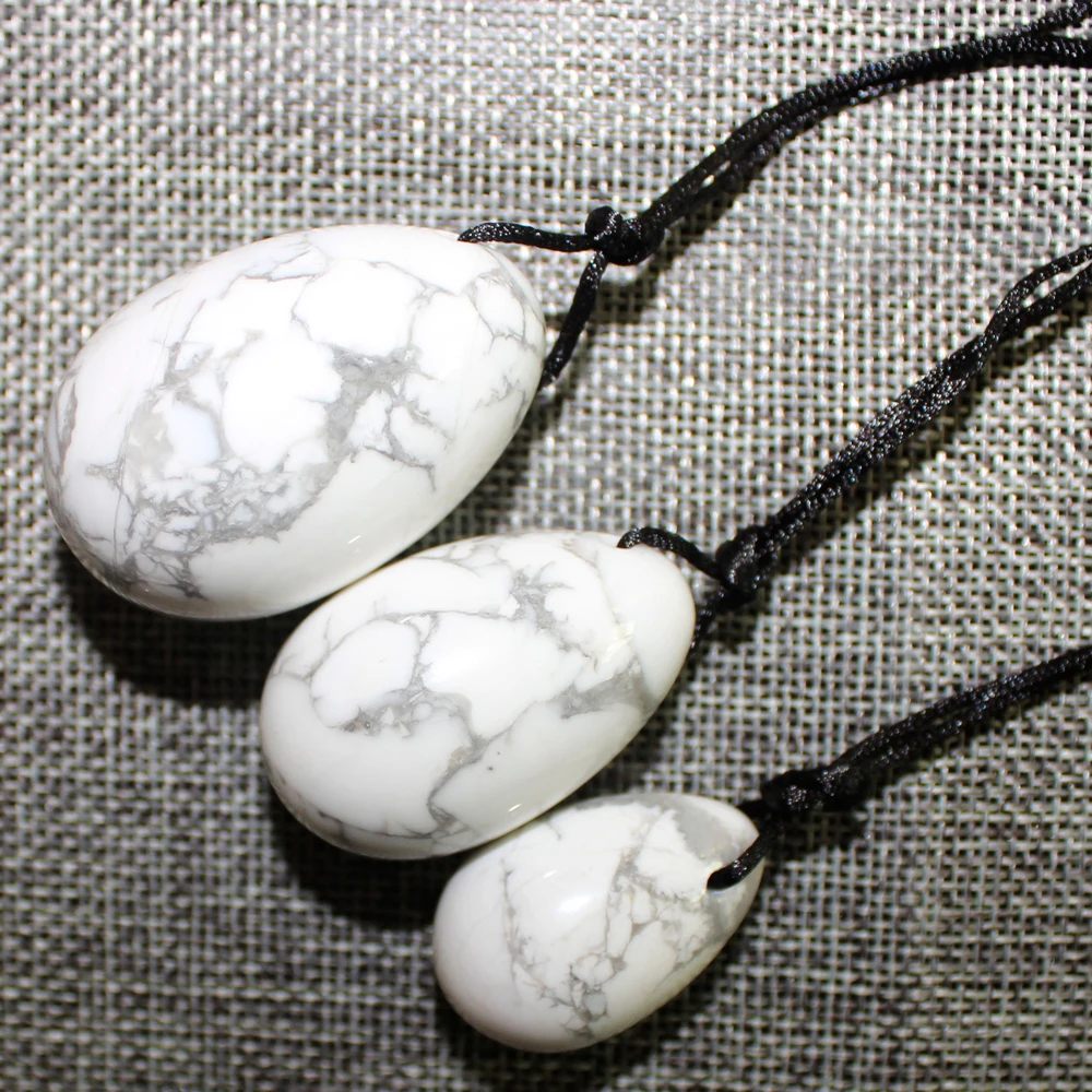 Натуральный пробуренный Белый Howlite камень Yoni яйца Бен Ва мяч для женщин Кегель