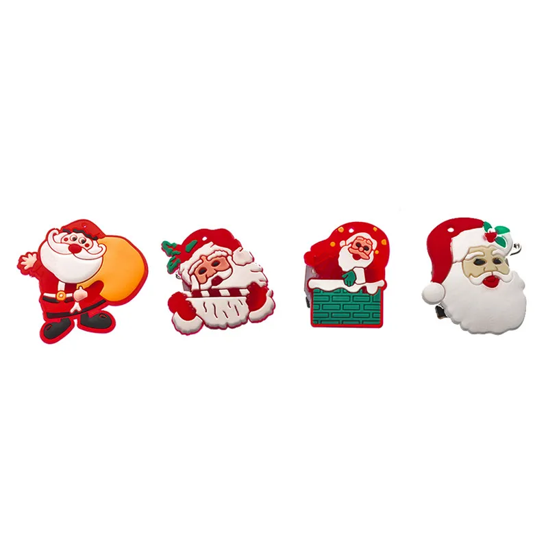 4pcs FUNIQUE,, рождественские, снежные, эмалированные Мультяшные Броши для женщин, значок, Рождественский светодиодный, светящийся декор, милые булавки Санта Клауса - Окраска металла: 4pcs