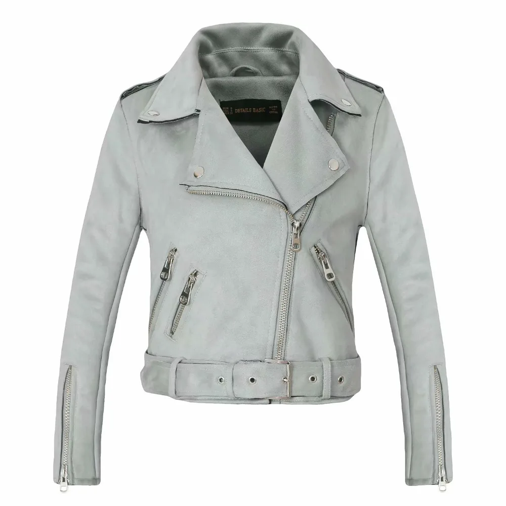 Faux Leather Jackets Sash Lady Matte Motorcycle Coats Biker Zippers Street Outwear 2021 Women Autumn Winter Thick Fake Suede | Женская