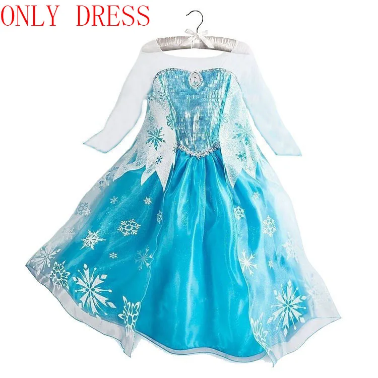 only dress5 Новое платье Эльзы, летнее платье для девочек, карнавальный костюм принцессы Анны, платья принцессы для девочек, vestidos Menina - Цвет: only dress5