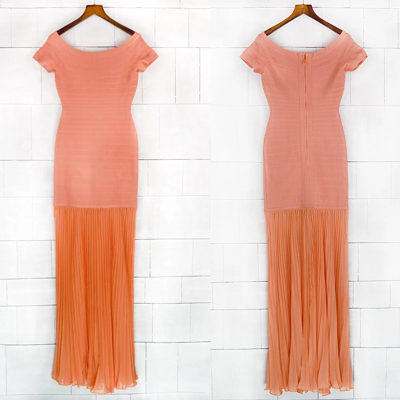 Top Quality 4 Color Women Sexy Short Sleeve Slash Neck Long Rayon Bandage Dress Ladies Designer Fashion Party | Женская одежда