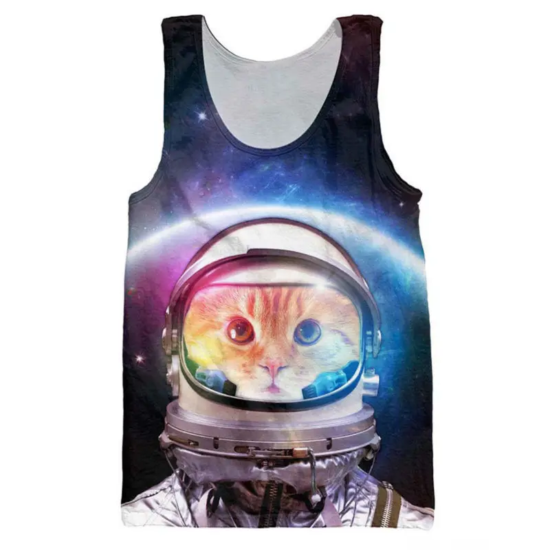 Забавные майки Майки с 3d принтом животных кошек Космический человек галактика