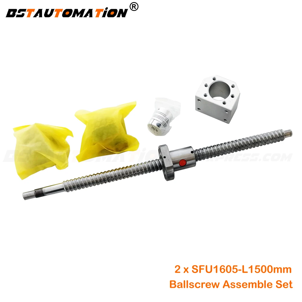 

1605 Ballscrew 2set 1500mm + SFU1605 Ballnut + BK12 BF12 Fixed Free End Support + DSG16H Nut Housing + Coupling CNC Parts