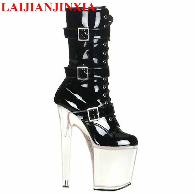 

high heel 20cm heel sexy fetish ankle boots women shoes appr.8" with 10cm platform chunky heel fashion show boots