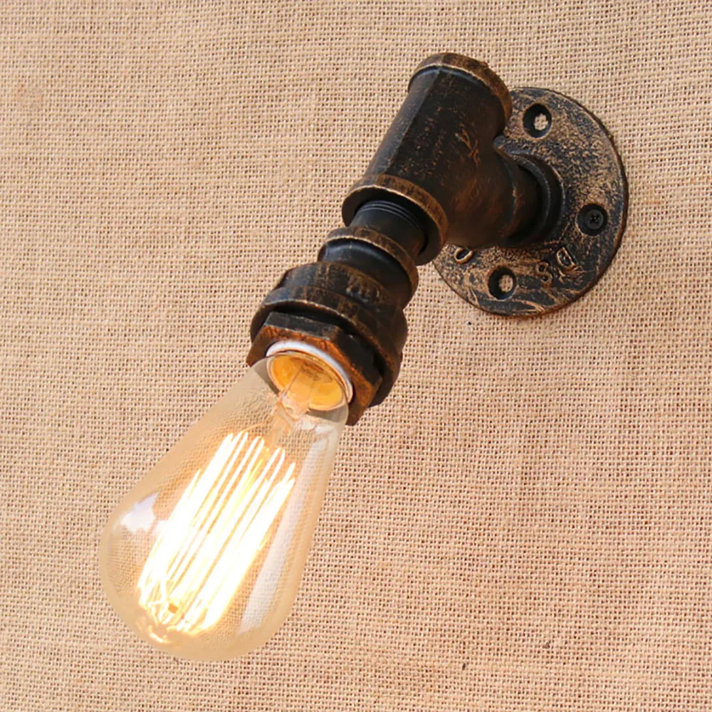 

Brief iron Water pipe vintage loft wall lamp bedside with edison/led bulb e27 lights for hallway bedroom living room bar cafe