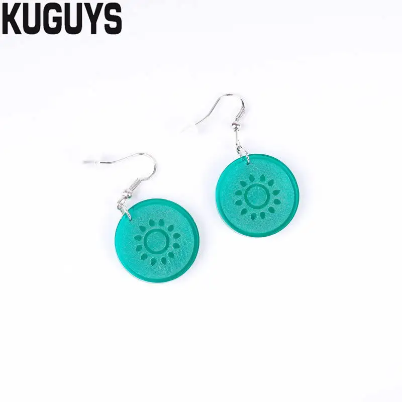 KUGUYS Trendy Jewelry Cute Lemon Earrings for Womens Pendientes Clear Acrylic Round Drop Oorbellen Brincos Accessories | Украшения и