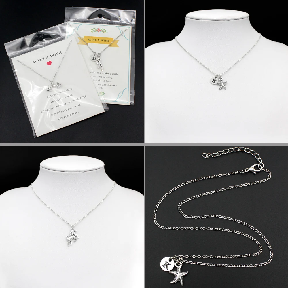 Мода Любовь надеюсь мечтай верь вера смех ожерелье Алфавит буквы Женщины Девушки