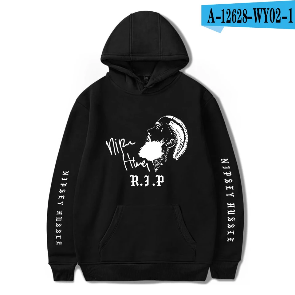 black Nipsey Hussle Толстовка Свитера большого размера уличная топы весенние мужские толстовки женские пуловер с капюшоном спортивный костюм - Цвет: black
