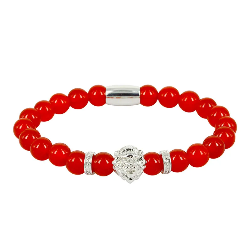 Новый дизайн браслет из красного оникса с бусинами мужской и женский модные