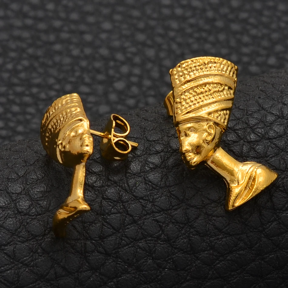 Anniyo египетская королева Nefertiti серьги-гвоздики ювелирные изделия для женщин