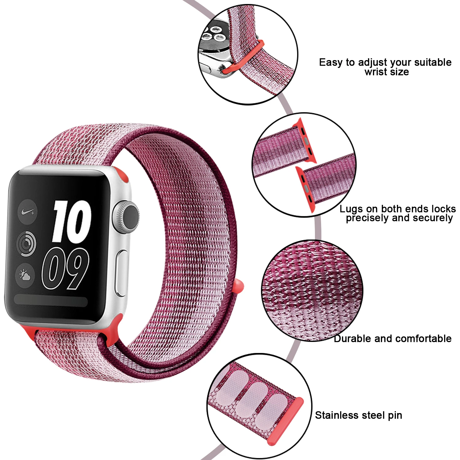 Спортивный тканый нейлоновый ремешок для apple watch 38 мм 42 мм 40 мм 44 мм наручный браслет регулируемый нейлон для iwatch ремешок серии 1/2/3/4