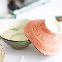 free shipping Japanese style pottery bowl 2 pcs colorful soup salad bowl shell ceramic mixing bowl