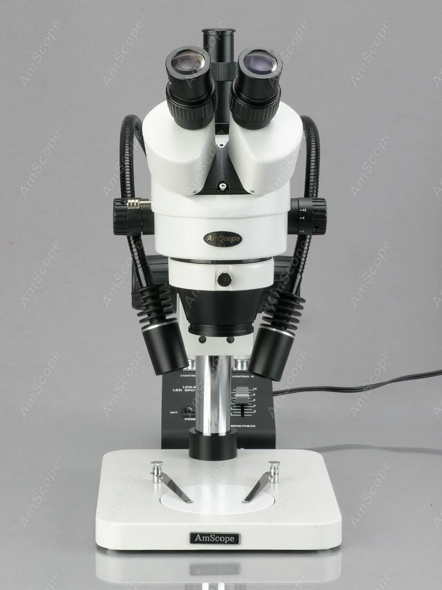 Zoom Stereo Microscope--AmScope Supplies3.5X-180X Trinocular Inspection Microscope with Gooseneck LED Lights | Инструменты