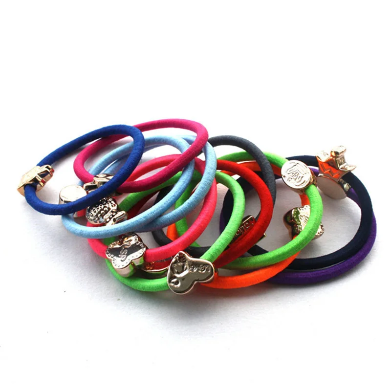 Multicolor 20 шт./лот, женские аксессуары для волос, эластичные резинки для волос, цветочный головной убор, карамельные резинки, милые резинки для волос, ободок для волос с сердечком для девочек - Цвет: Multicolor