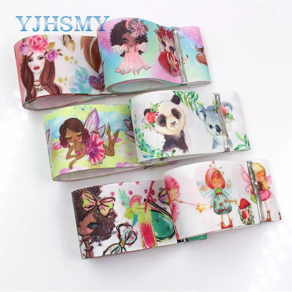 YJHSMY I-19320-648, 38 мм 5 ярдов мультфильм термальность передачи печатных корсажные ленты, лук кепки DIY аксессуары ручной работы украшения