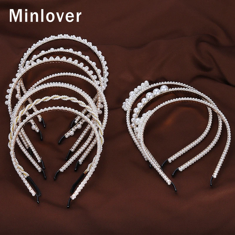 Minlover простой искусственный жемчуг ободки шпилька для женщин милый женский обруч