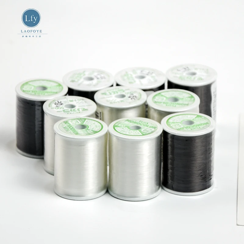 

French embroidery, Japanese Fujik black and white transparent hook bead line 500m