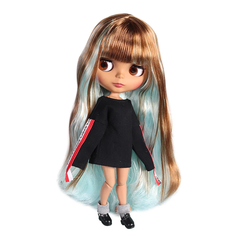 Ледяная кукла DBS Blyth 1/6 bjd шарнир тела темная кожа матовое лицо коричневые и синие
