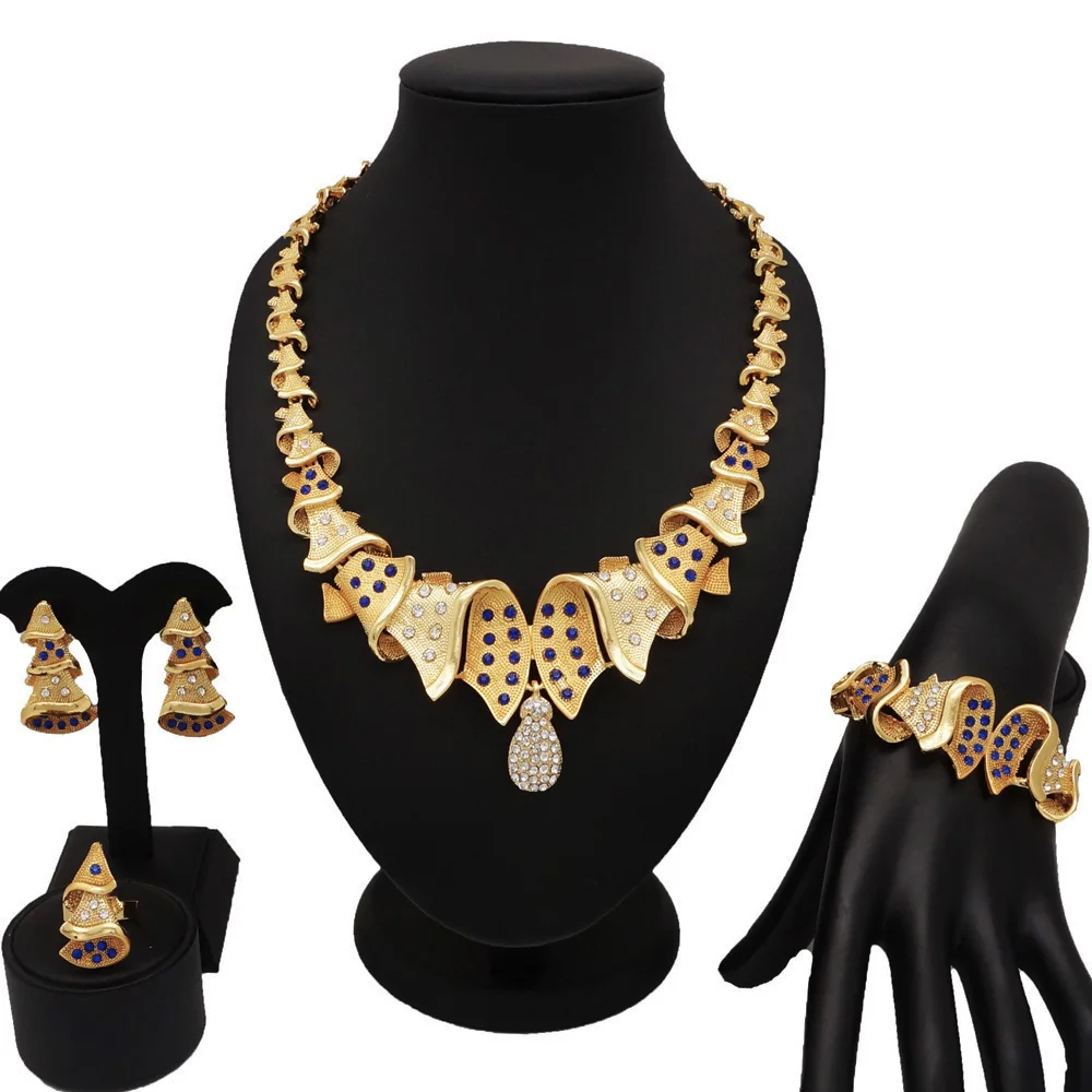 Золотые ювелирные наборы Свадебные Ювелирные африканские ожерелья золотые