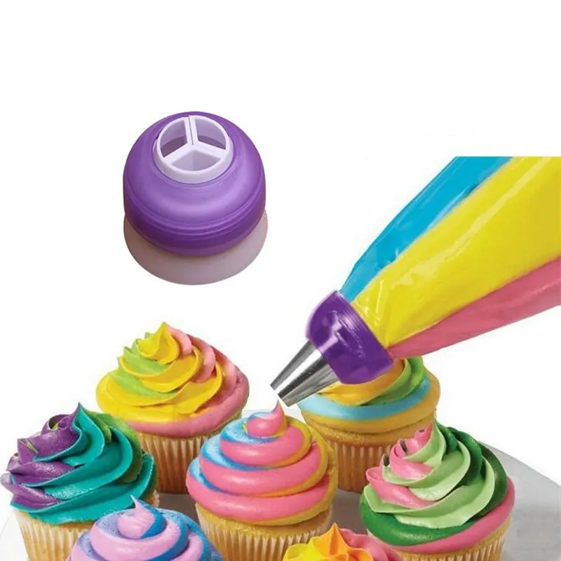 3 отверстие цвета глазури трубопроводов сумка насадки конвертер адаптер торт