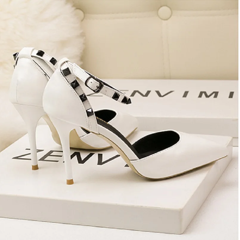 

Marlisasa Vrouwen Hoge Hakken Women Fashion High Quality Black Pu Leather Pointed Toe High Heel Pumps Lady Casual Shoes F2839