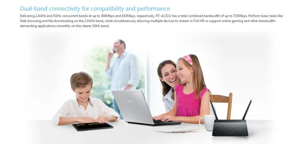 ASUS RT-AC51U высококачественный двухдиапазонный беспроводной маршрутизатор AC750 для домашнего и облачного использования