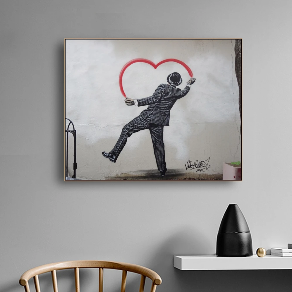 Картина сердце banksy на стену арт Декор холст живопись каллиграфия печати плакатов