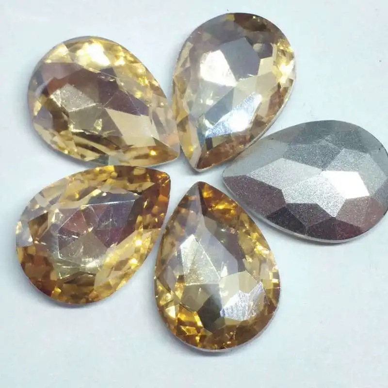 

Champagne Drops Crystal Glass Sewing Rhinestones Pointback DIY Wedding Dress and Bag 6*8 7*10 10*14 13*18 18*25 20*30 4*6