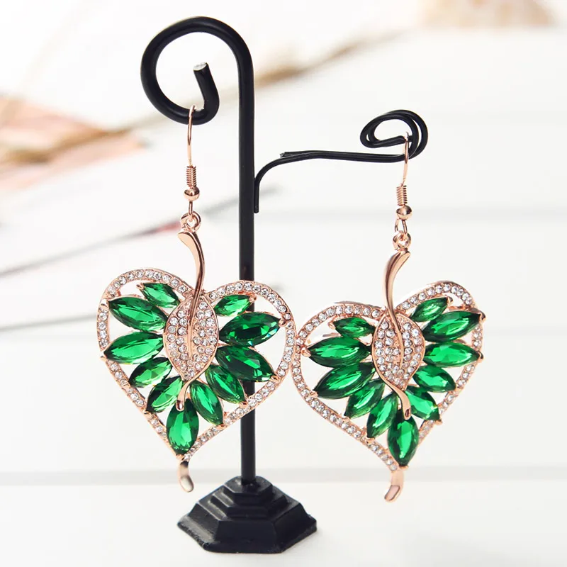 Neoglory австрийские стразы розовое золото зеленый циркон очаровательные Висячие