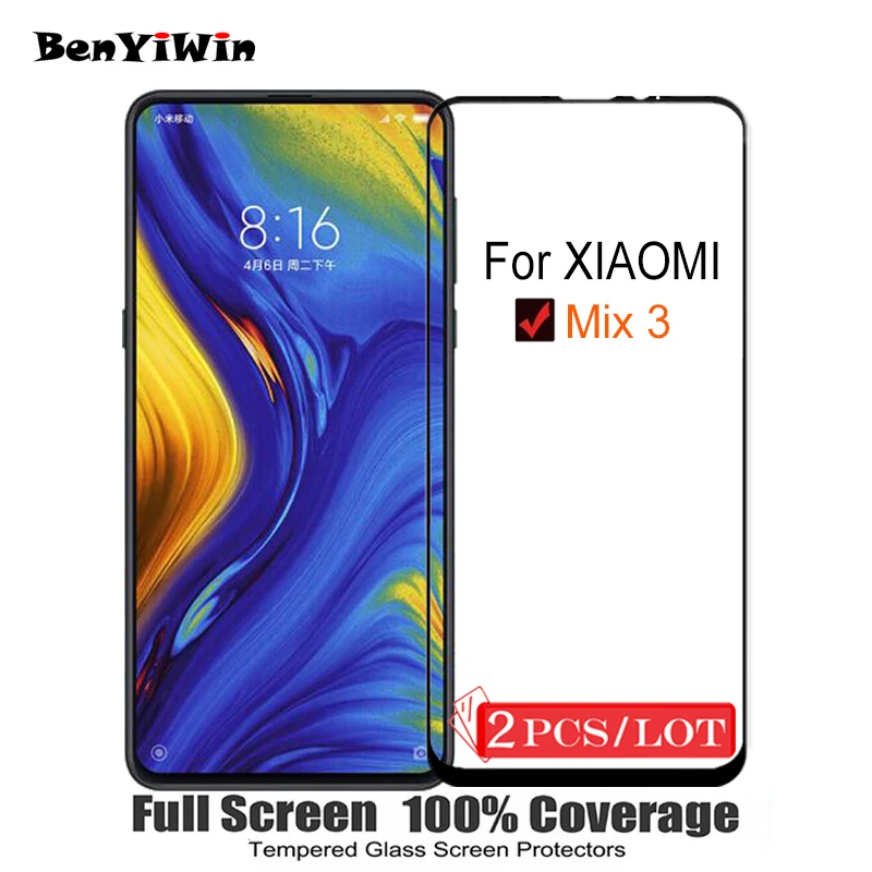2 шт. 100% оригинальное закаленное стекло с полным покрытием для XIAOMI Mi Mix 3 защита