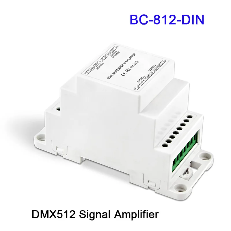 BC 812 DIN/BC DIN RJ45 DC12 24V din рейка led DMX512 усилитель сигнала Один входной канал два