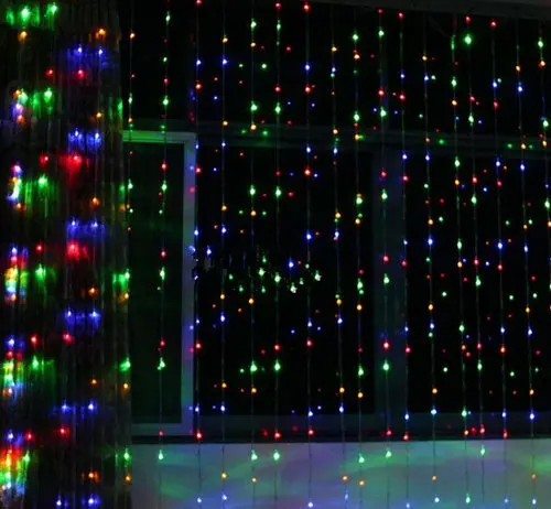 3 м x 3 м 300LED Фея Строка сосулька занавес свет 300 Лампы Xmas Рождество Свадьба Garden Party Декор окна 220 В-6 Цвет дополнительно