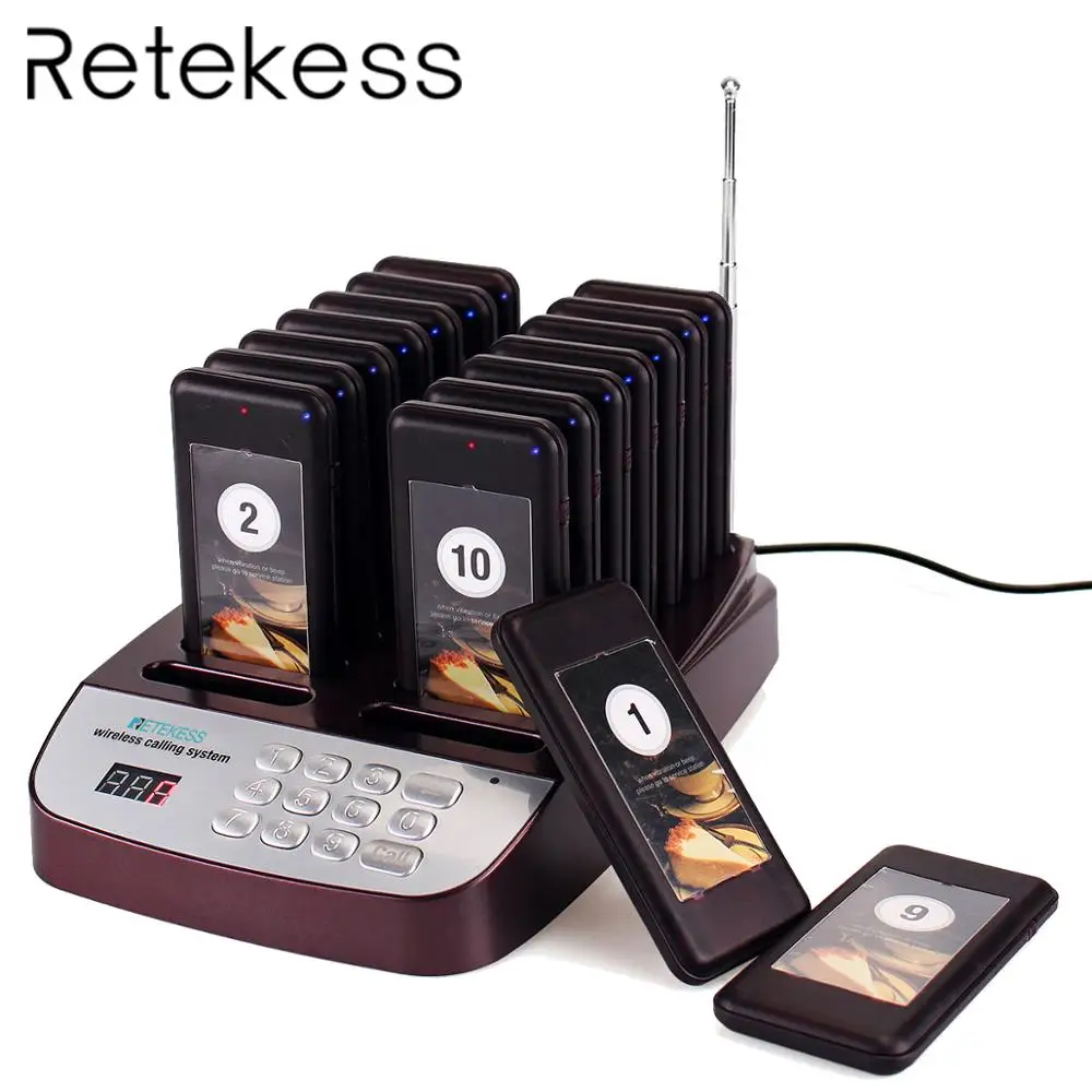 RETEKESS T113S пейджер для ресторана Беспроводная система вызова официанта 433,92 MHz 16 Coaster пейджер ресторанное оборудование обслуживание клиентов