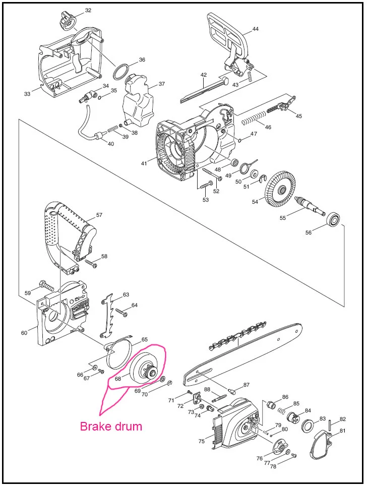 Электрический тормозной барабан аксессуары для цепных пил Makita UC3030A UC3530 UC4030 UC4530