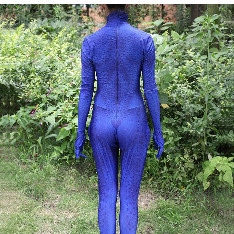 X Men Ворон Darkholme Косплей Mystique костюм синий комбинезон зентай спандекс боди для