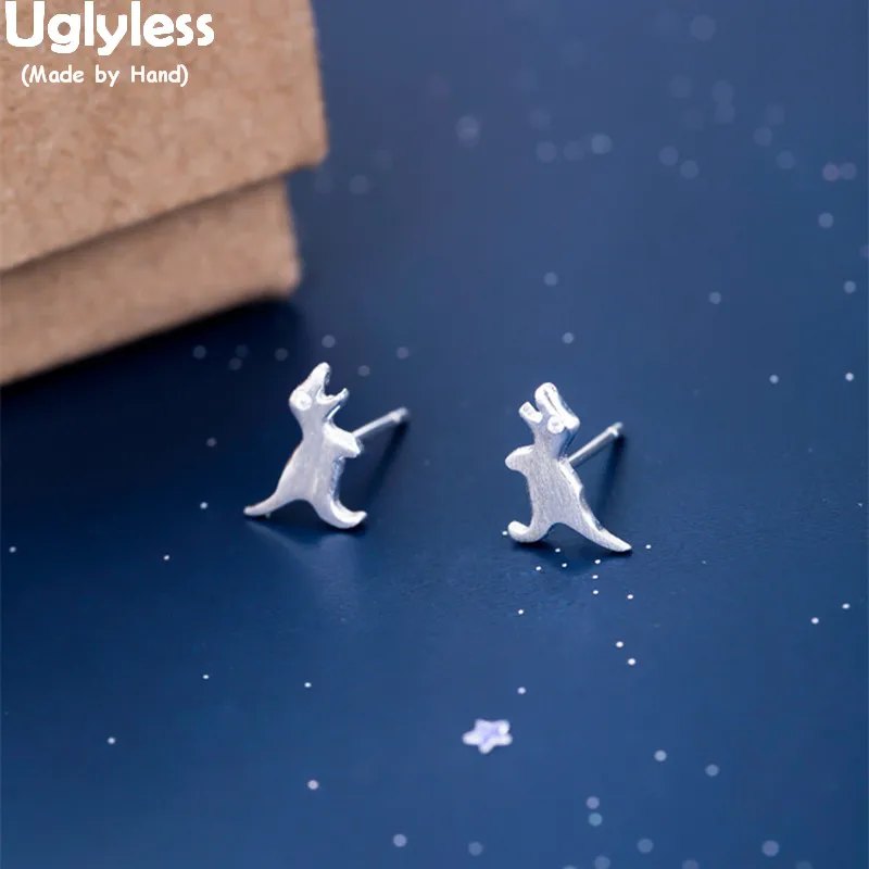 Женские серьги гвоздики из серебра 100% пробы в виде динозавра|Серьги-гвоздики| |