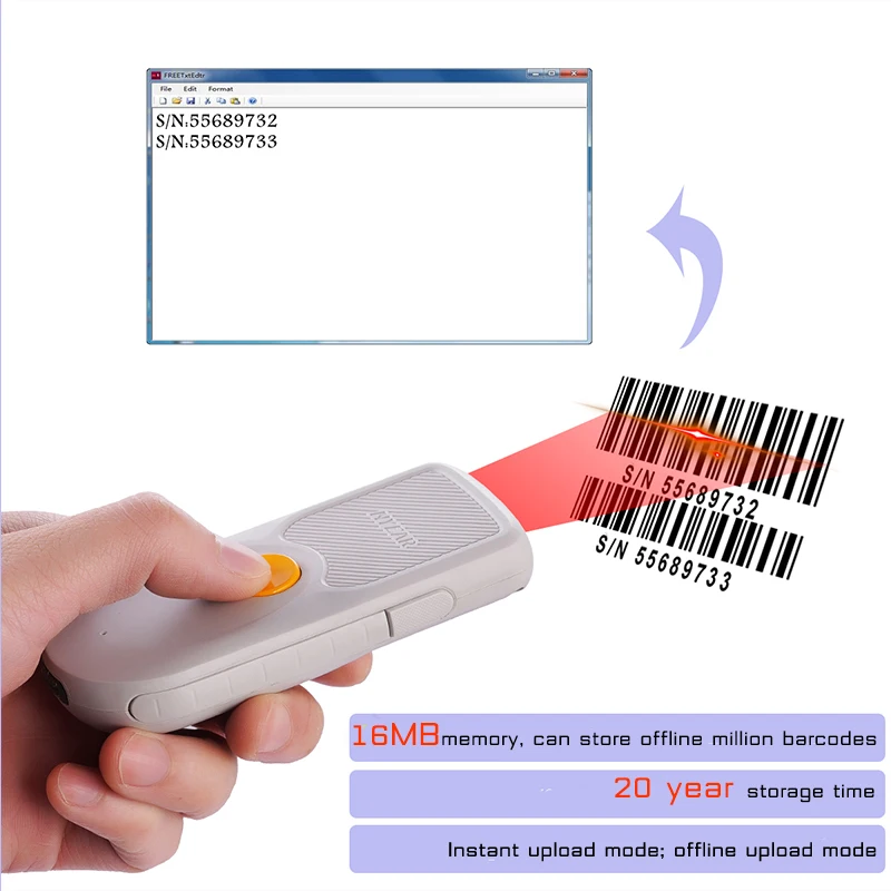 NT1000 1D 2D QR сканер штрих кода портативный мини Bluetooth 4 0 считыватель работает с