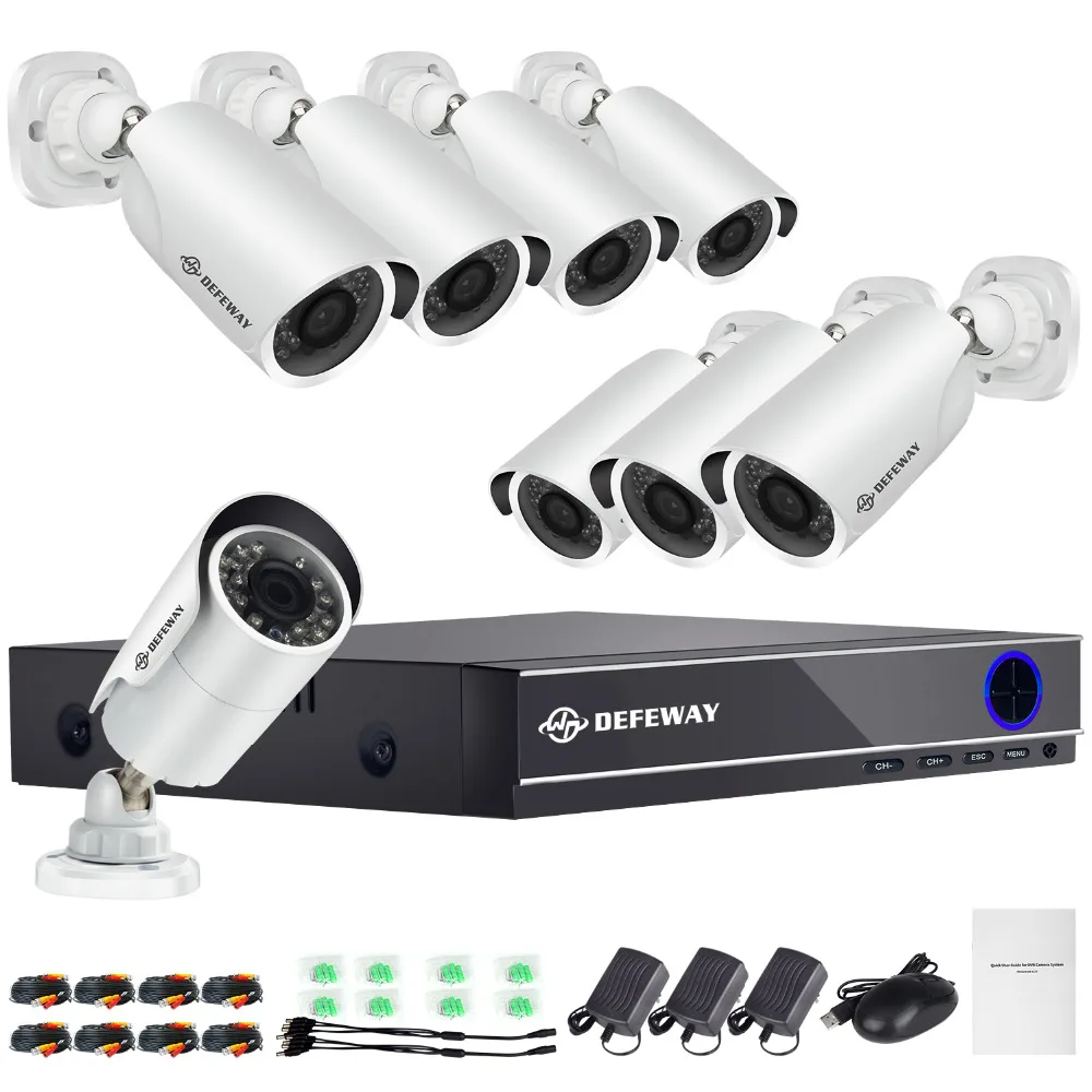 DEFEWAY 8CH DVR 1080P HDMI CCTV система видео рекордер 8 шт 1280TVL Домашняя безопасность Водонепроницаемая камера ночного видения комплект видеонаблюдения