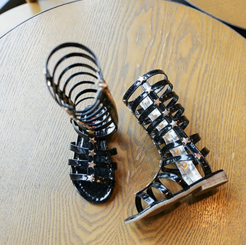 Сандалии детские высокие с вырезами обувь принцессы гладиаторы летняя для