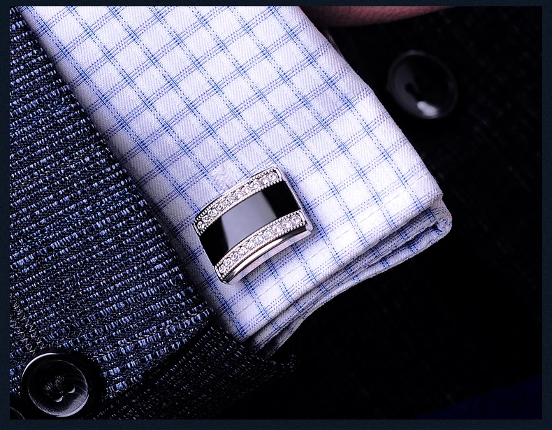 Мужские запонки на пуговицах KFLK роскошные черные Подарочные ювелирные изделия