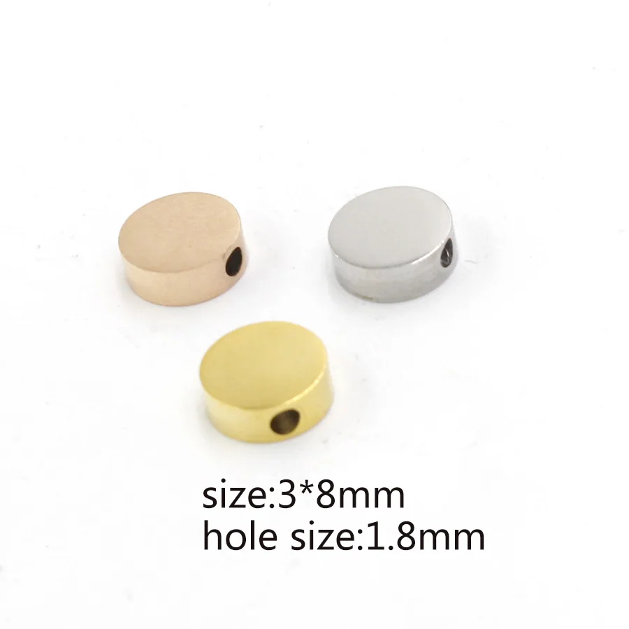 20pc 8mm Gold/Steel Color Stainless steel Small Blank Round Beads Charm pendant For Necklace DIY Women Handmade Jewelry Making