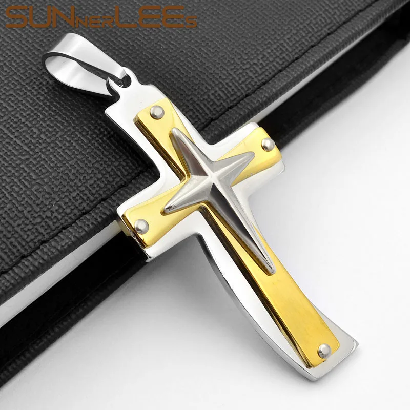 SUNNERLEES ожерелье из нержавеющей стали крест Иисуса Христа византийская цепочка