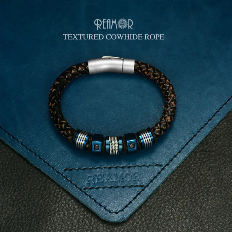 Браслет мужской из натуральной кожи с магнитной застежкой нержавеющей стали |