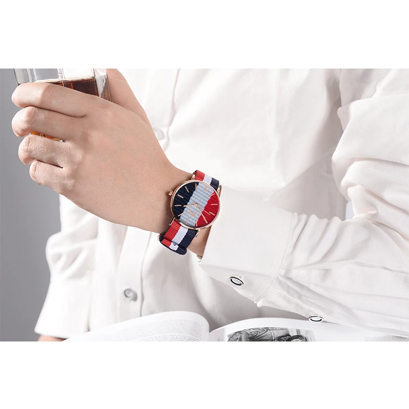 Бренд CMK роскошные женские часы нейлоновый Плетеный ремешок кварцевые